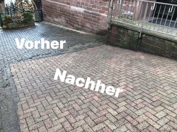 Stein und Pflasterreinigunug vorher und nachher