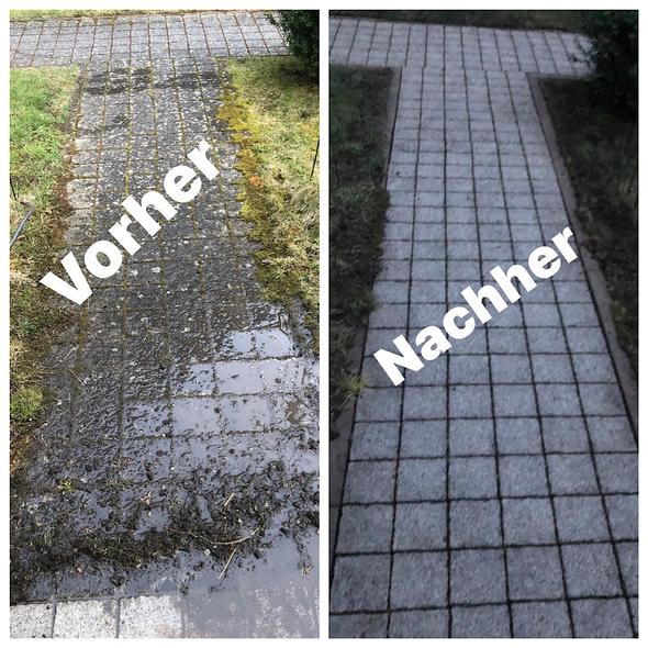 Pflasterreinigung vohher nachher